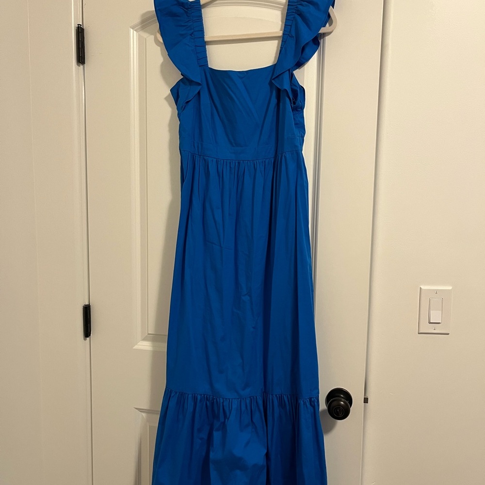 Elegant Blue Maxi Dress with Ruffle Details